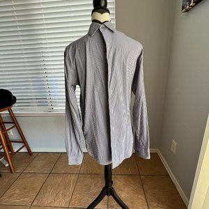 Marc Anthony Black and White Stripped Slim Fit Men's Shirt (M)